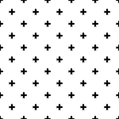 Black cross sign or plus symbol repeat pattern on white background vector. Cross logo background.