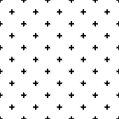 Black cross sign or plus symbol repeat pattern on white background vector. Cross logo background.