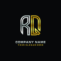 initial letter RQ logo Abstract vector minimalist. letter logo gold and silver color
