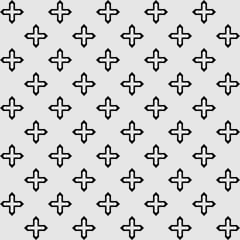 Black cross sign or plus symbol repeat pattern on gray color background vector. Cross logo background.