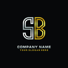 initial letter SB logo Abstract vector minimalist. letter logo gold and silver color