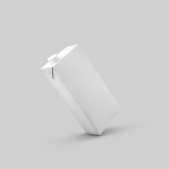 Mockup of white paper packaging for a drink for design presentation.