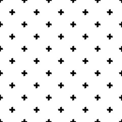 Black cross sign or plus symbol repeat pattern on white background vector. Cross logo background.