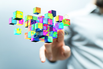 cloud connected to many objects on a virtual screen.