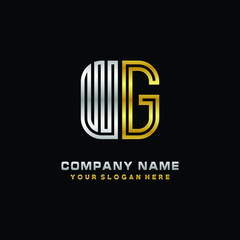 Fototapeta premium initial letter WG logo Abstract vector minimalist. letter logo gold and silver color