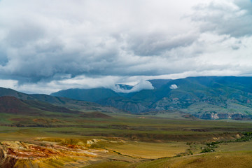 Background image of a mountain landscape. Russia, Siberia, Altai