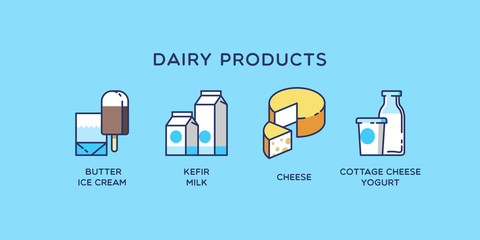 Milk and dairy products icons. Vector illustration.	