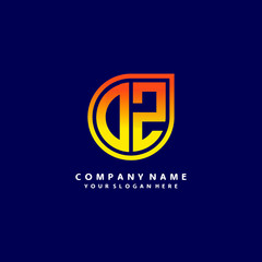 letter DZ orange abstract logo, with a blue background