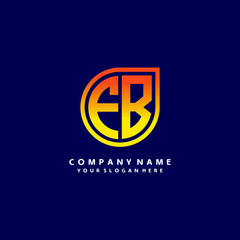 letter FB orange abstract logo, with a blue background