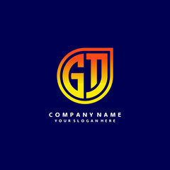Obraz premium letter GT orange abstract logo, with a blue background