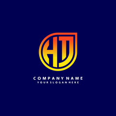 Fototapeta premium letter HT orange abstract logo, with a blue background