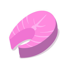 Fish steak. Colorful flat vector illustration. Isolated on white background.