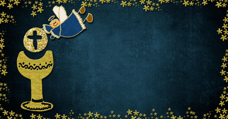 First holy communion invite, blank panoramic card.