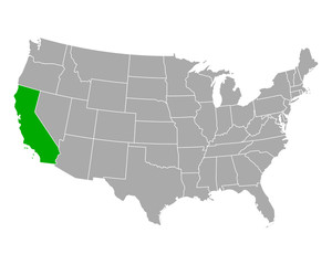 Fototapeta na wymiar Karte von Kalifornien in USA