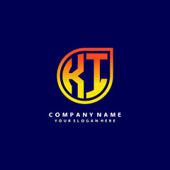 letter KI  orange abstract logo, with a blue background