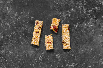 Anti-age snacking, healthy food. Snak products with anti-aging ingridients. Whole-cereal fitness bar