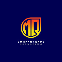 letter MQ orange abstract logo, with a blue background