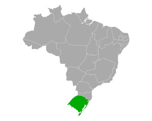 Fototapeta premium Karte von Rio Grande do Sul in Brasilien