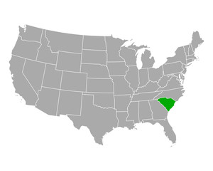Fototapeta na wymiar Karte von South Carolina in USA