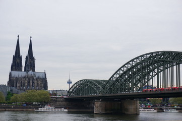 the Cologne cathedral and bridge in germany