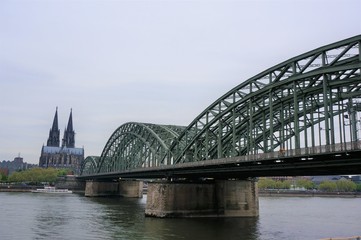 the Cologne cathedral and bridge in germany