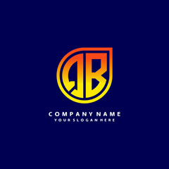 letter QB orange abstract logo, with a blue background