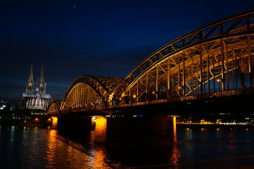 the Cologne cathedral and bridge in germany