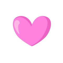 Pink heart. Cartoon design icon. Colorful flat vector illustration. Isolated on white background.