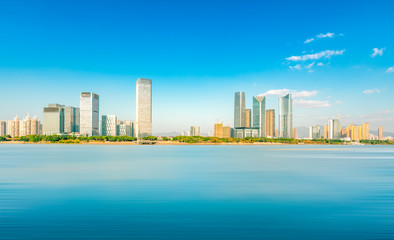 Obraz premium Central Business District, North Bank of Minjiang River, Fuzhou City, Fujian Province, China