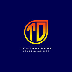 letter TO orange abstract logo, with a blue background