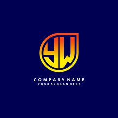 Naklejka premium letter YW orange abstract logo, with a blue background