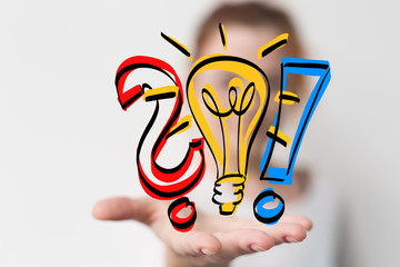 idea lamp concept in hand.