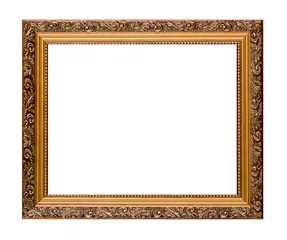 Vintage old retro wooden frame isolated on white