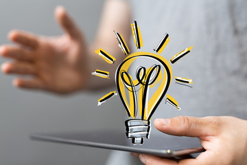 solution concept business idea lamp