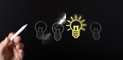 solution concept business idea lamp