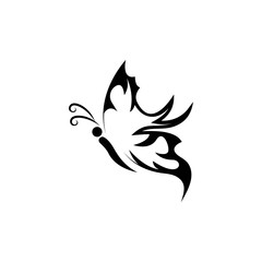 Butterfly tattoo tribal simple design vector. Logo butterfly silhouette vector isolated on white background.