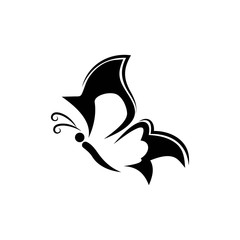 Butterfly tattoo tribal simple design vector. Logo butterfly silhouette vector isolated on white background.