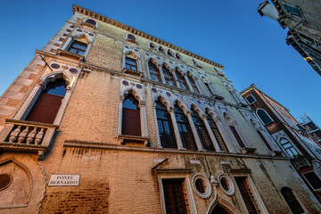 Historic Facades and houses along Canale grande in Venice, Italy