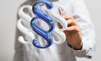 paragraph law sign digital in hand 3D