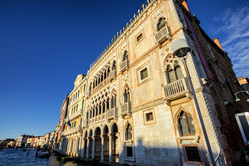 Facade of Ca D'Oro palace in Venice ( Palazzo Santa Sofia known as Golden House), Italy