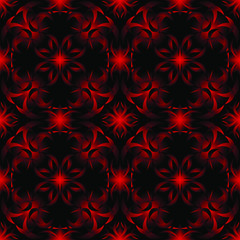 Seamless endless repeating ornament of red, orange, yellow and brown shades