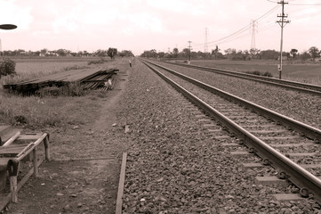 railway tracks in winter