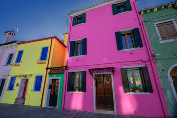 The famous Colorful houses in Burano, Venice