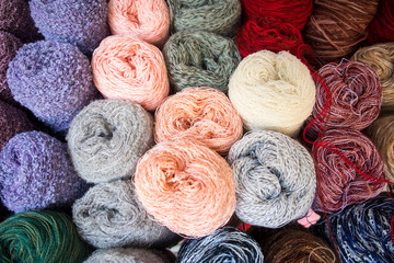 Multi-colored woolen threads in wooden box for sale