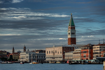 Fototapeta na wymiar Skyline of Venice with the Grand Channel, the Doges' Palace and the bell tower