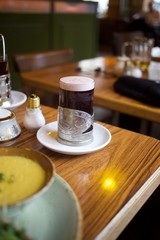 A glass of hot mulled wine