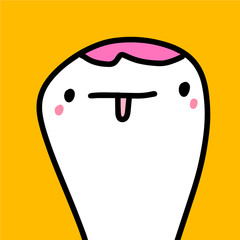 Cute cartoon man with tongue hand drawn vector illustration in cartoon comic style