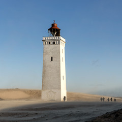 Lighthouse Rudbjerg knude in Denmark on a stormy day