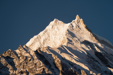 Manaslu mountain peak, eighth highest mountain peak in the world, Himalaya mountain range in Nepal