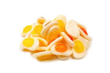 Eggs gummy candies. Top view. Jelly  sweets.
